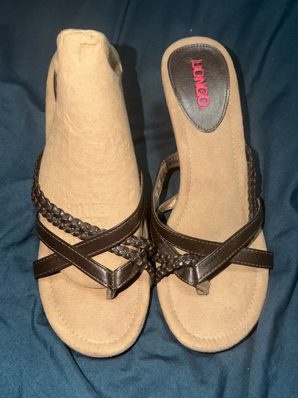 BONGO Dark Brown Braided Strap Women's Sandals